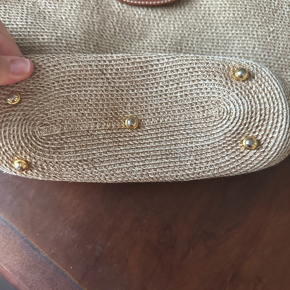 Eric Javits Tan and Brown Tote with Leather Accents - Picture 2 of 8